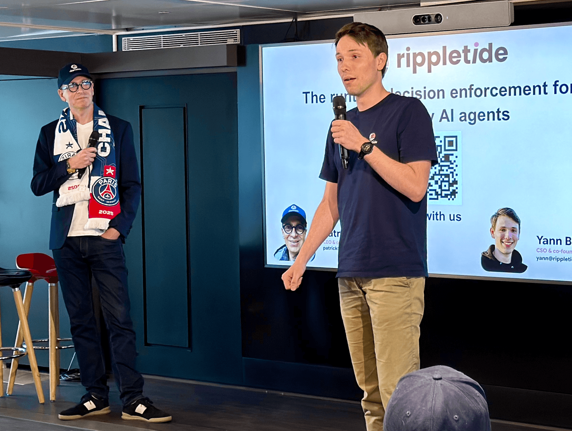 Rippletide team on stage at the F/AI Deal Day, Station F, April 9 2026